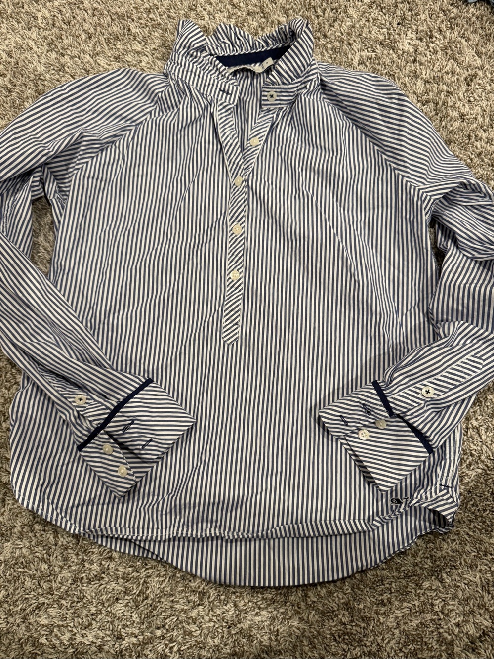 Vineyard Vines Navy and White Striped Button-Down Pullover Shirt